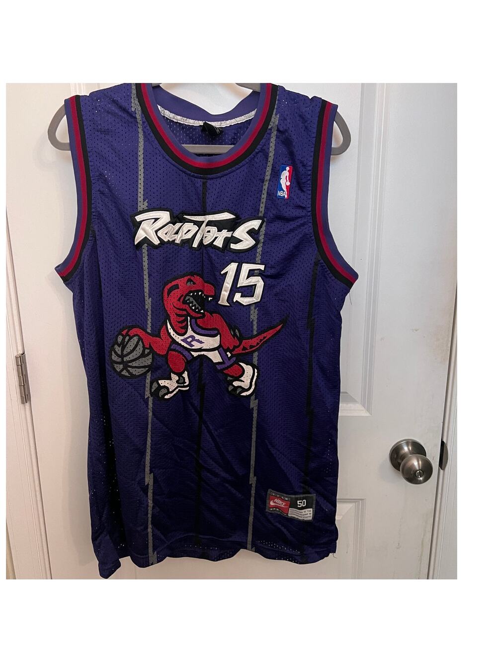 Vintage Nike Toronto Raptors Vince Carter 15 Purple Jersey Size 50 XL Throwback